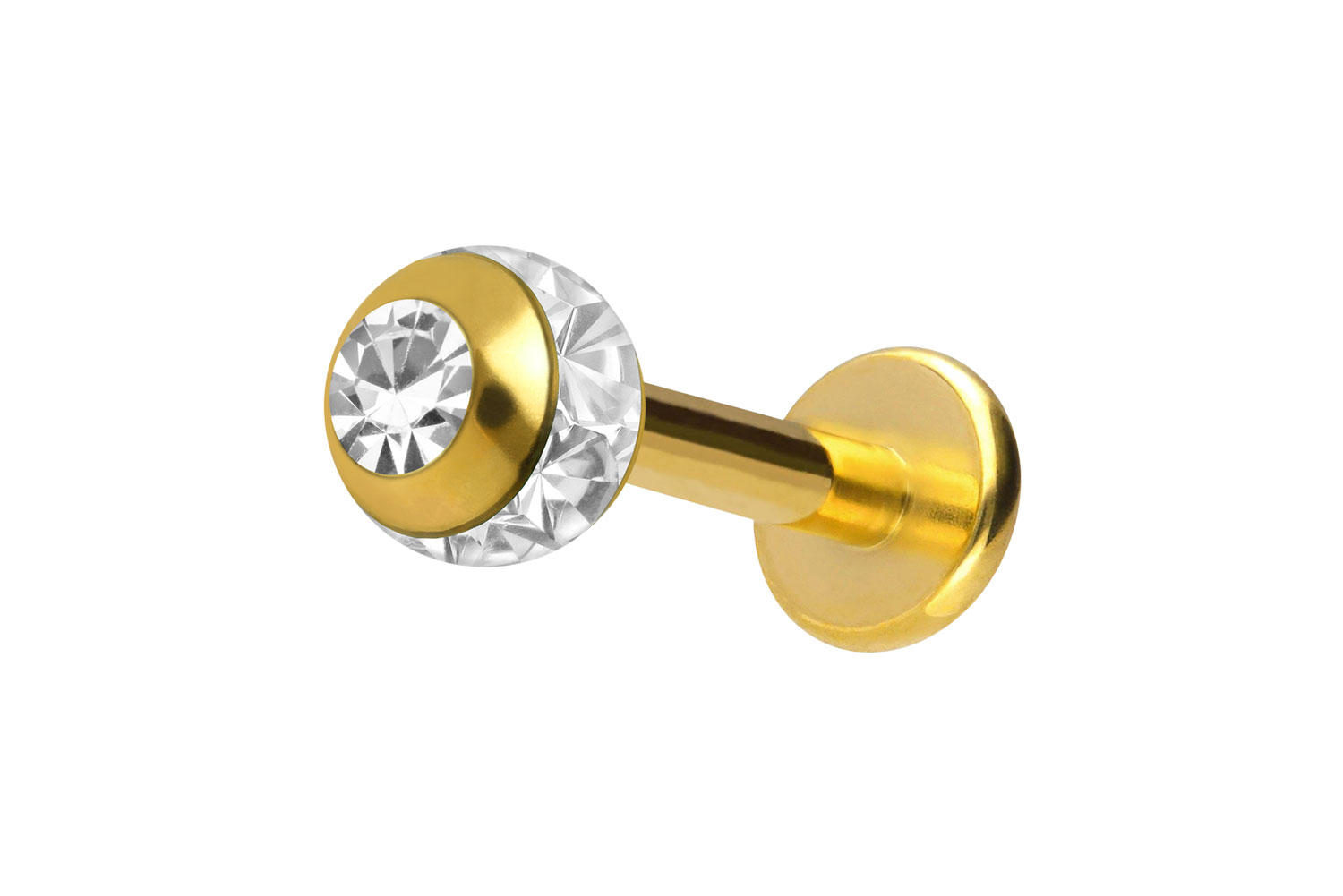 Chirurgenstahl Labret EPOXY-RING-KUGEL + KRISTALL
